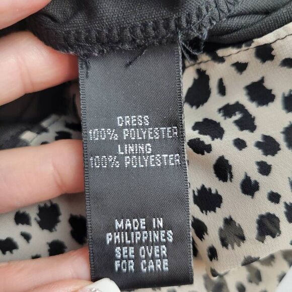 AGB Animal Leopard Spot Blouson Business Career Casual Flowy Comfy Dress - Picture 9 of 11